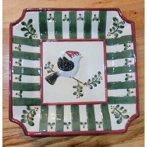 Foreside Gorham Snowbird 10" Square 3D Winter Holiday Christmas Plate